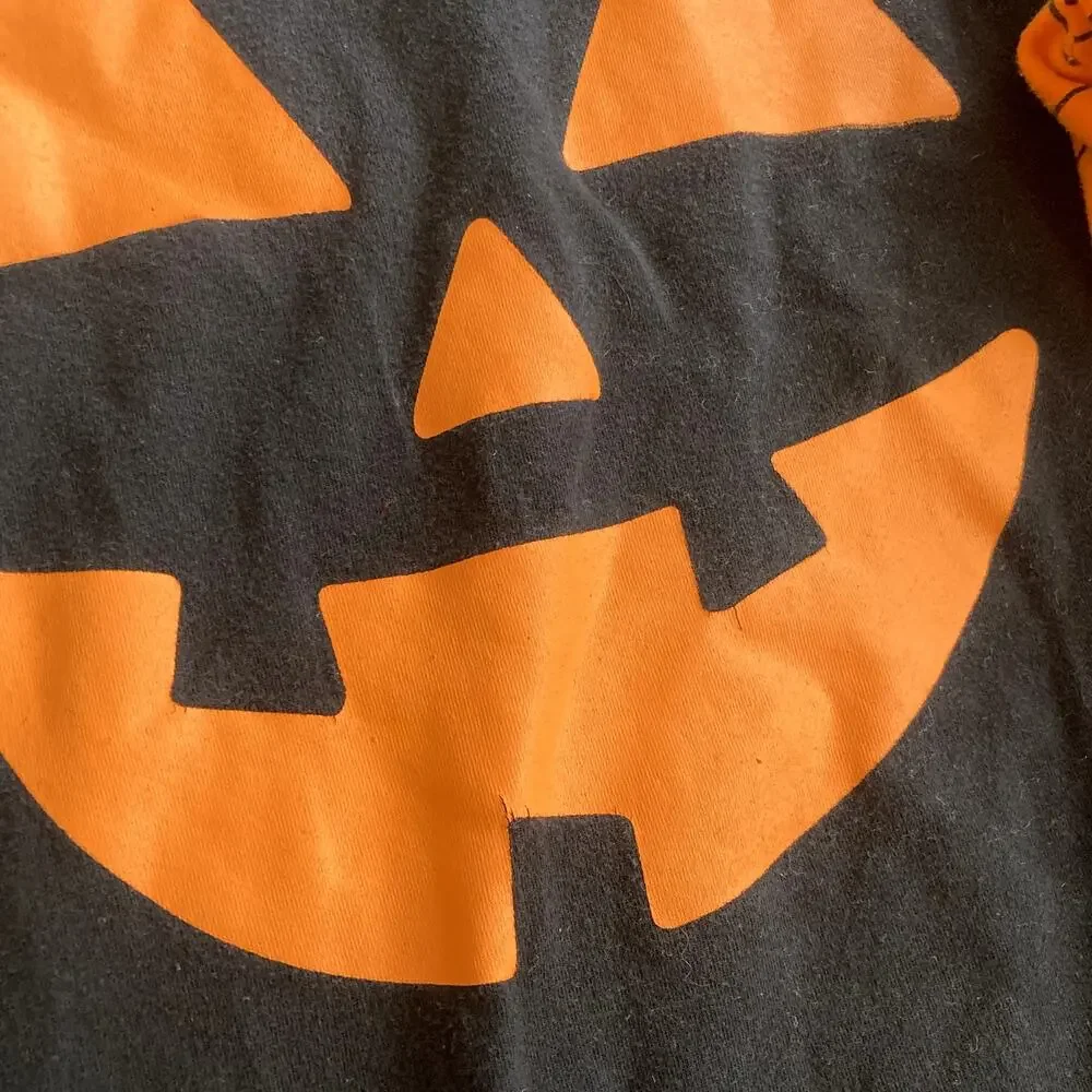Halloween Outfit - Cat & Jack Spiderweb Leggings, Jack O'Lantern Hoodie - 7/8